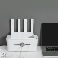 Factory Direct Sale New Style Desktop Anti-dust Phone Holder Multi Power Plug Socket Storage Box Cable Wire Cord Organizer Box