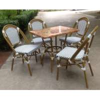 Used marble top table restaurant bamboo looks rattan table and chair for RH275