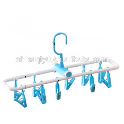 Multifunction 10 clips foldable clip hanger plastic baby hanger plastic clip clothes hanger for underwear socks