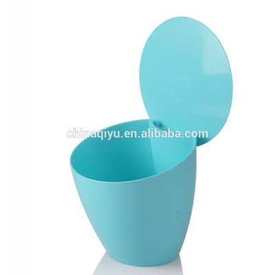 Round small colorful plastic desk table dustbin with lid